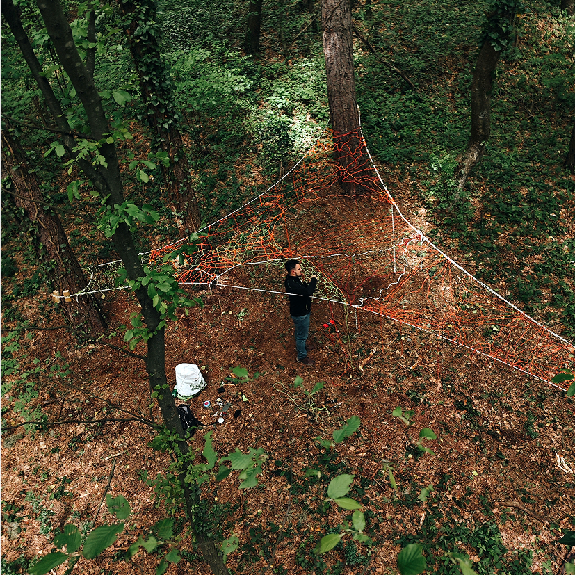 First Tree Net in Croatia in Kalnik - person resting in the net